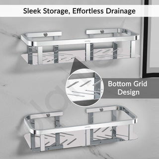 Plantex 304 Grade Stainless Steel Shelf for Bathroom/Storage Shelf for Kitchen – Bathroom Accessories – Pack of 2 (12x5 Inch, Chrome)