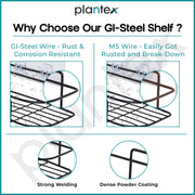Plantex Self Adhesive Corner Shelf for Bathroom Wall/Bathroom Organiser Without Drill/Corner Shelf for Kitchen - (GI Steel, Black) - Pack of 1