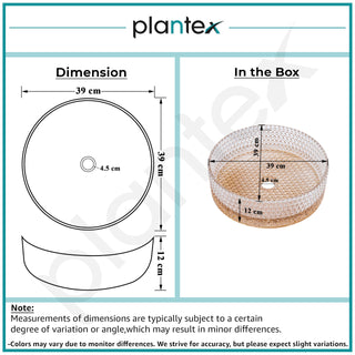 Plantex Round Washbasin for Bathroom/Glass Tabletop Wash Basin/Luxury Transparent Countertop Basin for Home/Office/Hotel (15.5x15.5x5 inch)