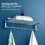 Plantex 24 Inch Towel Rack for Bathroom/304 Grade Stainless Steel Towel Bar/Towel Holder/Towel Hanger/ Bathroom Accessories - Pack of 1 (Regent, Chrome)