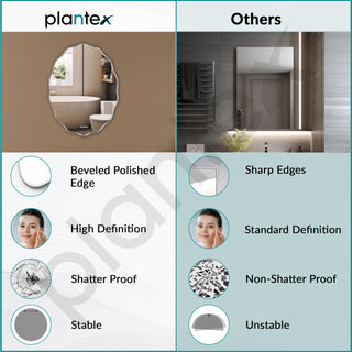 Plantex Frameless Oval Mirror for Wall/Mirror with Beveled Smooth Edges/Mirror for Bathroom/Dressing Room/Living Room/Bedroom/Entryway - (15 X 18 Inch)