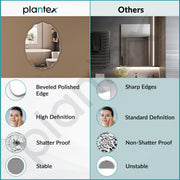 Plantex Frameless Oval Mirror for Wall/Mirror with Beveled Smooth Edges/Mirror for Bathroom/Dressing Room/Living Room/Bedroom/Entryway - (15 X 18 Inch)