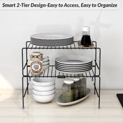 Plantex GI Metal 2-Tier Shelf Organizer for Kitchen Storage/Foldable and Detachable Kitchen Shelf Organiser/Rack Organiser for Storage
