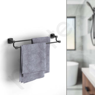 Plantex Space Aluminium Double Towel Rod/Towel Hanger for Bathroom/Towel Stand/Bathroom Accessories (24 inch - Black Powder Coated)