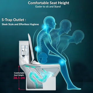 Plantex Siphonic Flush System Rimless Ceramic Commode/S Trap Western Toilet with Siphonic Vacuum Flush/One Piece Western Commode With Soft Close Toilet Seat - (White)