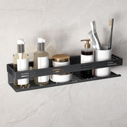 Plantex Bathroom Organiser Without Drill/Stainless Steel Self Adhesive Shelf for Bathroom/Wall Shelf for Kitchen/No Drill Shelves- Pack of 1 (16 x 4 Inch - Black)