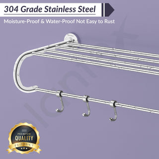 Plantex 304 Grade Stainless Steel Bathroom Towel Hanger/Towel Rack with Towel Rod/Towel Holder/Bathroom Accessories - Daizy (24-inch) Chrome