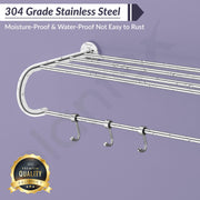 Plantex 304 Grade Stainless Steel Bathroom Towel Hanger/Towel Rack with Towel Rod/Towel Holder/Bathroom Accessories - Daizy (24-inch) Chrome