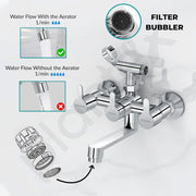 Plantex Telephonic Brass Wall Mixer for Bathroon 2 in 1/Hand Shower 8 Modes/1.5 mtr. Hose Pipe with Self Adhesive Bracket/Bathroom Accessories