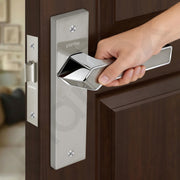 Plantex Heavy Duty Bathroom Door Lock - Mortise 8 Inch Keyless Plate Handle Set for Home/Bathroom/Store Room/Balcony/Office with Baby Latch (8133-Satin Steel & Chrome)