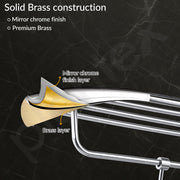 Plantex Smero Pure Brass 24 inch Towel Rack for Bathroom/Towel Stand/Hanger/Towel Holder/Towel Bar/Bathroom Accessories - Craft (Chrome)