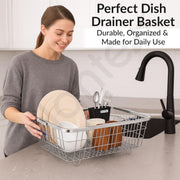 Plantex Stainless-Steel Dish Drainer Basket/Steel Utensils Drainer/After Wash Utensils Rack/Utensil Drying Rack for Kitchen/Dish Drying Rack/Plate Stand (Small Size-48x37x20cm)