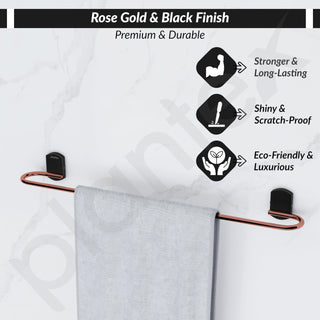Plantex 304 Grade Stainless Steel 24 inch Single Towel Rod/Towel Bar/Towel Hanger for Bathroom/Bathroom Accessories - Pack of 1 (Parv-Rose Gold & Black)
