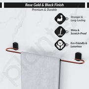 Plantex 304 Grade Stainless Steel 24 inch Single Towel Rod/Towel Bar/Towel Hanger for Bathroom/Bathroom Accessories - Pack of 1 (Parv-Rose Gold & Black)