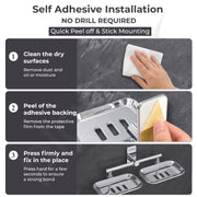 Plantex J4 Stainless Double Soap Dish/Self Adhesive Dual Soap Holder for Bathroom/Soap Case/Stand/Soap Bar/Bathroom Accessories - Pack of 1 (Chrome)