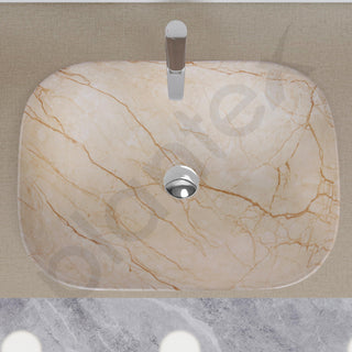 Plantex Ceramic Countertop Basin with Brown Veins - Wash Basin for Bathroom, Restaurant, Hotel (18 x 13 x 5.5 Inch)