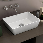 Plantex Table Top Basin for Bathroom/Quartz Rectangle Basin/Vessel Sink Over Counter for Home/Restaurant (White, 18 x 13 x 5 Inch)