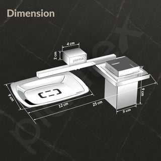 Plantex 2in1 Soap Dish with Tumbler Holder for Bathroom/304 Grade Stainless Steel Soap Holder with Toothbrush Holder/Bathroom Accessories - Pack of 1 (Tesla - 2708, Chrome)