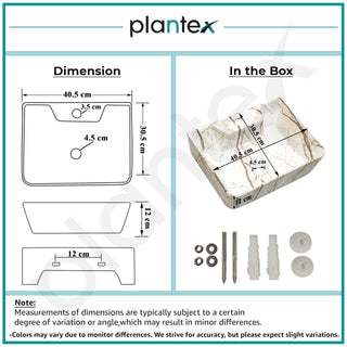 Plantex Wall Mount Wash Basin for Bathroom/Designer Ceramic Small Washbasin/Rectangle Countertop Wash Basin/Home/Office (16 x 12 x 4.5 Inch)