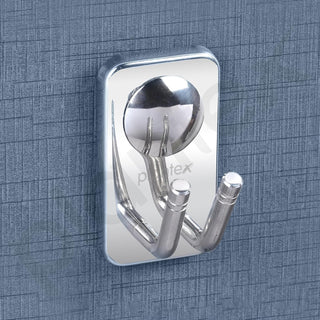 Plantex Robe Hook/Hanging Hooks for Bathroom/Hooks for Wall/Bathroom Accessories - (Metro, Chrome)
