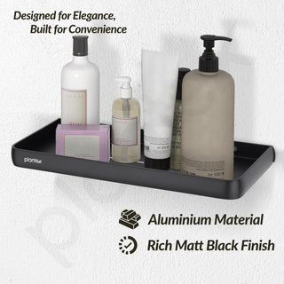Plantex Shelf for Bathroom/Multipurpose Self Adhesive Shelf/12x5 inch No Drill Bathroom Shelf for Home/Office/Hotel - Pack of 1 (1502, Black)