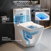 Plantex Ceramic Commode for Toilet/Rim Washdown One Piece Western Toilet/Commode with Soft Closing Toilet Seat - S Trap Outlet (Diamond, White Glossy)
