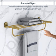 Plantex 304 Grade Stainless Steel 24 inch Towel Rack/Towel Stand/Towel Bar/Towel Hanger for Bathroom/Bathroom Accessories - Parv (Brass Antique)