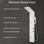 Plantex SS-304 Marble Textured Shower Panel for Bathroom with Showerhead/Hand Shower with Hose Pipe & Clamp/ Body Massage Jets/Bathroom Shower System -(KM-8099)
