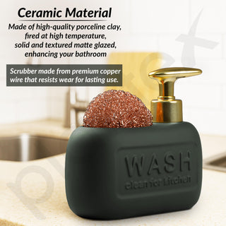 Plantex Ceramic Soap Dispenser with Scruber/Liquid Soap Dispenser/Sink Dish Washing Soap Dispenser Set/Soap Dispenser for Wash Basin Ceramic - Bathroom Accessories