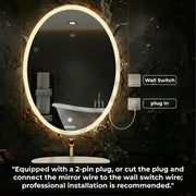 Plantex LED Bathroom Mirror with 3 Tone/Designer Mirror for Living Room/Bedroom/Dressing Room - Oval Shape (18 X 24 Inch)