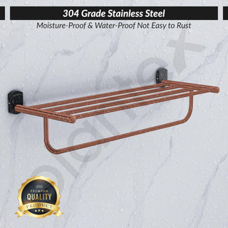 Plantex 304 Grade Stainless Steel 24 inch Towel Rack/Towel Rod for Bathroom/Napkin Hanger for Bathroom - Parv (Rose Gold & Black)