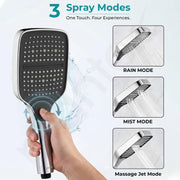Plantex ABS Hand Shower for Bath/3 Mode Multifunctional Shower/Rectangle Hand Shower Without Hose Pipe for Home/Hotel - (Chrome, H597)