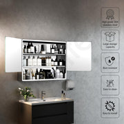 Plantex Premium Bathroom Cabinet with Mirror/ 304 Stainless Steel Bathroom Mirror with Shelf/Storage/Bathroom Organiser/Bathroom Accessories (24x32 Inch-Chrome/Double Door)