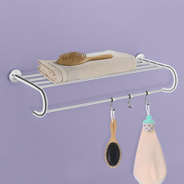 Plantex 304 Grade Stainless Steel Bathroom Towel Hanger/Towel Rack with Towel Rod/Towel Holder/Bathroom Accessories - Daizy (24-inch) Chrome