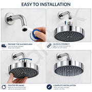 Plantex ABS Shower Head for Bathroom/6 Inch Round High Pressure Overhead Shower/Rain Shower Head - (Chrome)