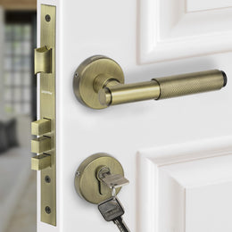Plantex Premium Door Lock with 3 Years of Warranty/Mortise Lock for Home - Main Door Lock Set (Brass Antique)