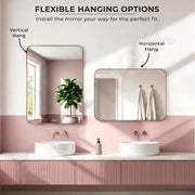 Plantex Aluminium Frame Mirror for Bathroom/Wall Mount Square Mirror for Bedroom/Dressing Room/Living Room/Entryway - (Rose Gold, 20x28 Inch)