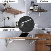 Plantex Heavy Duty 24 Inch Foldable Shelf Bracket/Stainless Steel Multipurpose Bracket/L Bracket/Space Saving Wall Bracket/Folding Table Bracket for Home & Office (Pack of 2, Chrome)