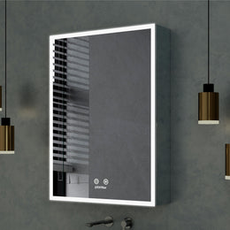 Plantex 304 Stainless Steel Cabinet Mirror/Bathroom Cabinet Storage/LED Mirror Cabinet for Wall/Bathroom Organiser Cabinet -Chrome (19x27 Inch,Defogger & Bluetooth)