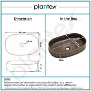 Plantex Ceramic Basin for Bathroom/Designer TableTop Wash Basin/Bathroom Vessel Sink/Washbasin - LA05, Matt Brown (21.5 x 14 x 5.5 Inch)