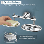 Plantex Stainless Steel 304 Grade Niko Double Soap Holder for Bathroom/Soap Dish/Bathroom Soap Stand/Bathroom Accessories(Chrome) - Pack of 1