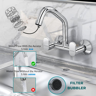 Plantex Pure Brass Kitchen Sink Tap/Sink Mixer Tap Hot and Cold/Kitchen Taps for Home Sink with Brass Wall Flange and Teflon Tape-7 Year Warranty by Plantex (ORN-215-Chrome)