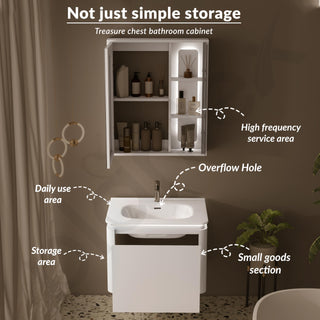 Plantex Plywood Rectangle Vanity with Basin/Unbrekable Wash Basin with Cabinet/Bathroom Organizer for Home with Coupling, Mirror and Cabinet Motion Sensor Light (NZBC-13)