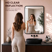 Plantex Aluminium Frame Mirror for Wall/Rectangle Wall Mount Mirror for Bedroom/Dressing Room/Living Room/Entryway - (20x28 Inch-Black)