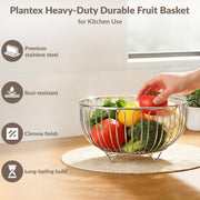 Plantex Stainless Steel Vegetable Basket for Kitchen/Fruit Bowl for Table Top/Wired Vegetable Bowl for Dining Table (Chrome Finish)