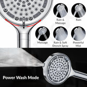 Plantex Abs Hand Shower For Bath/6 Mode Shower Hand With1.5 Meter Flexible Hose Pipe With Wall Hook-(Chrome)