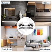 Plantex Self Adhesive Corner Shelf for Bathroom/GI Steel Shelf for Kitchen with Magic Stickers/Bathroom Organizer Without Drill - Pack of 2 (Black)