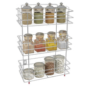 Plantex Heavy Duty Stainless Steel 3-Tier Kitchen Rack for Kitchen|Multipurpose Storage Stand|Spice rack for Kitchen|Storage Shelf (Chrome)