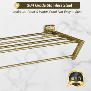 Plantex 304 Grade Stainless Steel Towel Rack for Bathroom/Towel Rod/Towel Hanger/Holder/Bathroom Accessories - Decan (Brass Antique)