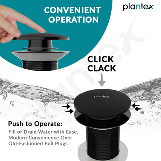 Plantex Solid Brass Waste Coupling for Washbasin - 3 Inch Full Thread, Matt Black (Pack of 1)